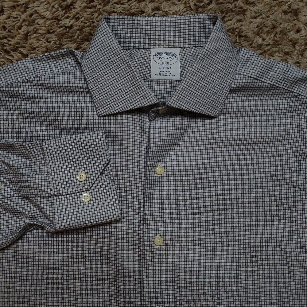 Brooks Brothers Plaid Mens Sz 15.5 4/5‎ M Windowpane Long Sleeve Button Up Shirt